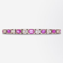 Load image into Gallery viewer, Art Deco, Burmese Ruby &amp; White Sapphire Bracelet

