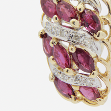 Load image into Gallery viewer, Retro Period, 14kt Gold, Ruby and Diamond Cocktail Earrings
