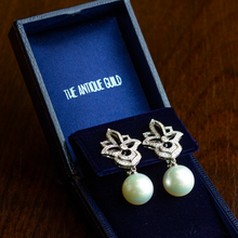 Load image into Gallery viewer, 18kt White Gold, Diamond, and South Sea Pearl Earrings
