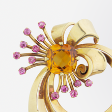 Load image into Gallery viewer, Tiffany &amp; Co. Retro 14kt Brooch with Citrine and Pink Sapphires
