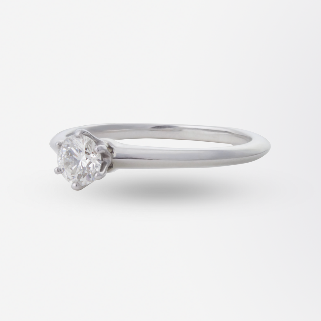 Platinum and Solitaire Diamond Ring by Tiffany and Company