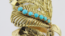 Load image into Gallery viewer, Retro Period 14kt Gold and Turquoise Bracelet
