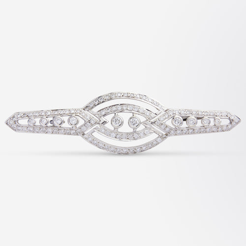 Art Deco Style Diamond Brooch in 18kt White Gold