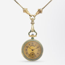 Load image into Gallery viewer, 18kt Gold, Tiffany &amp; Co Enamelled Pendant Watch on Chain
