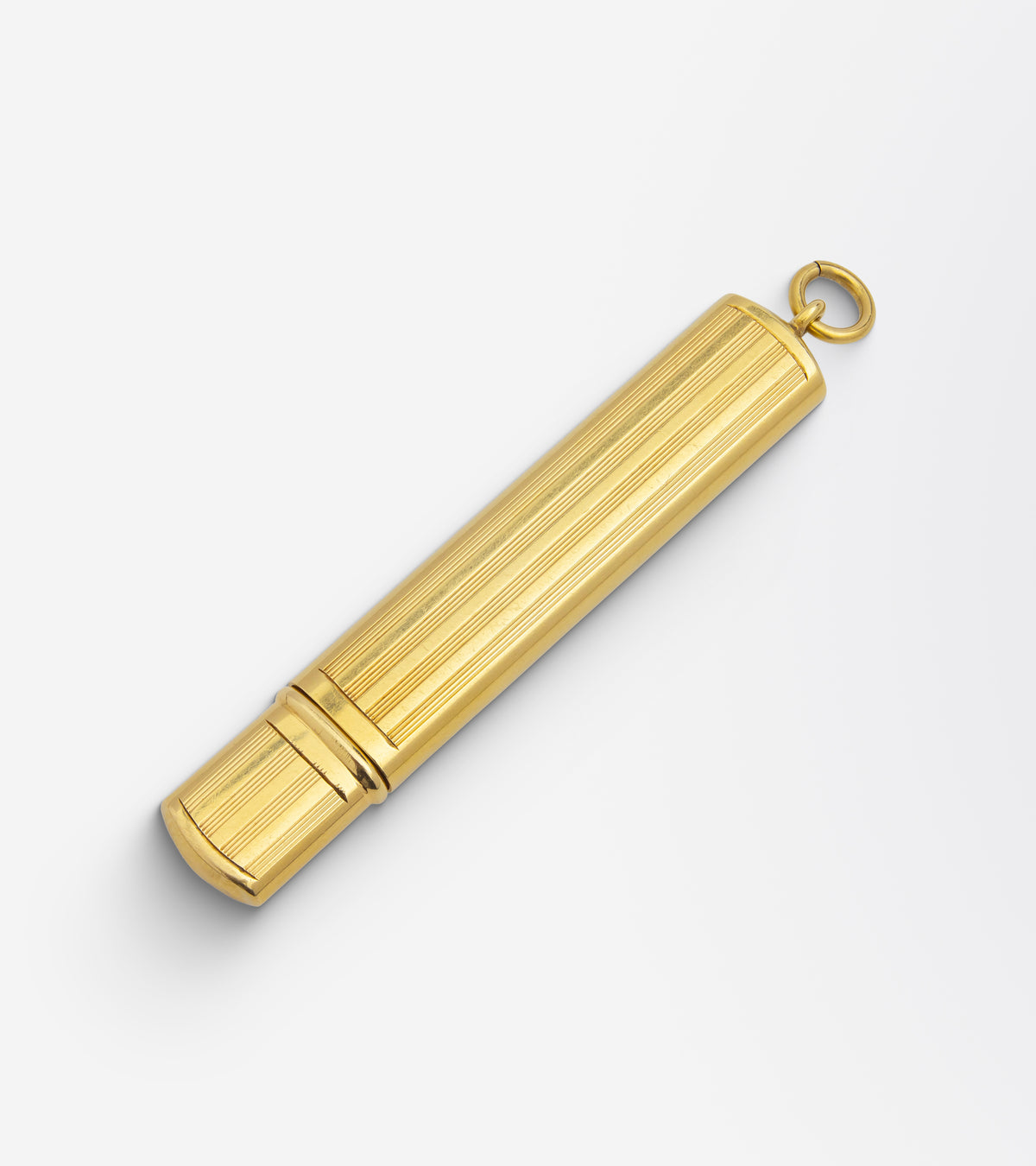 14kt Gold Needle Case Pendant Engraved 'Rock'