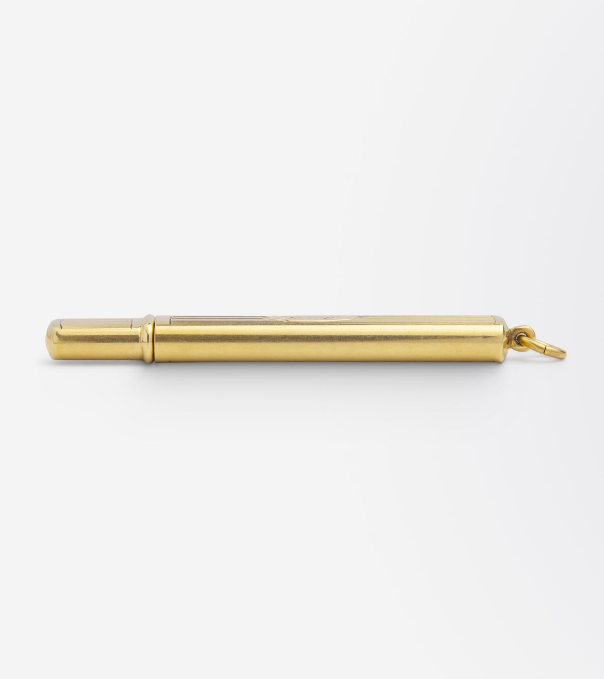 14kt Gold Needle Case Pendant Engraved 'Rock'