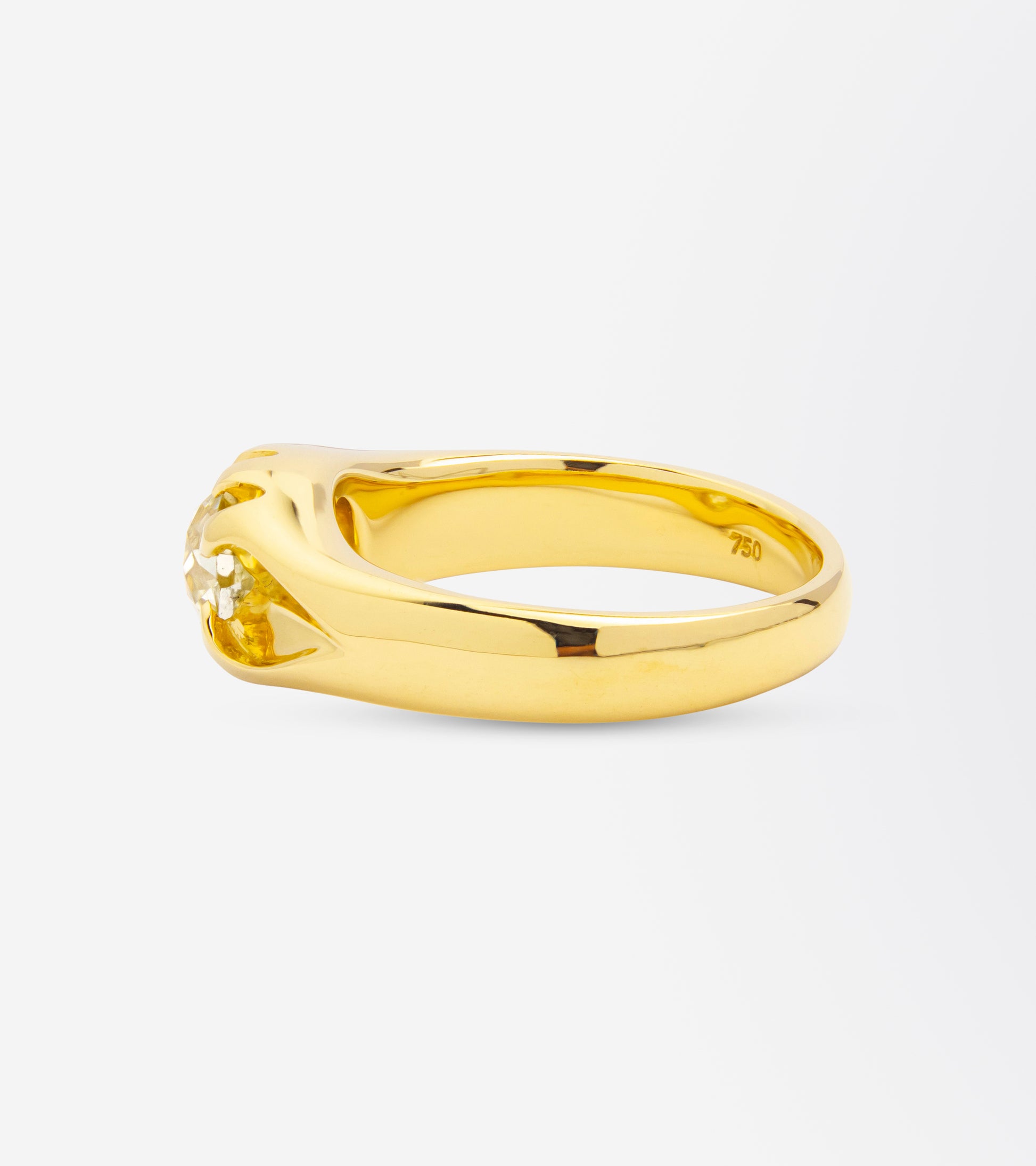 Antique Style Yellow Gold Ring with Old Mine Cut Diamond