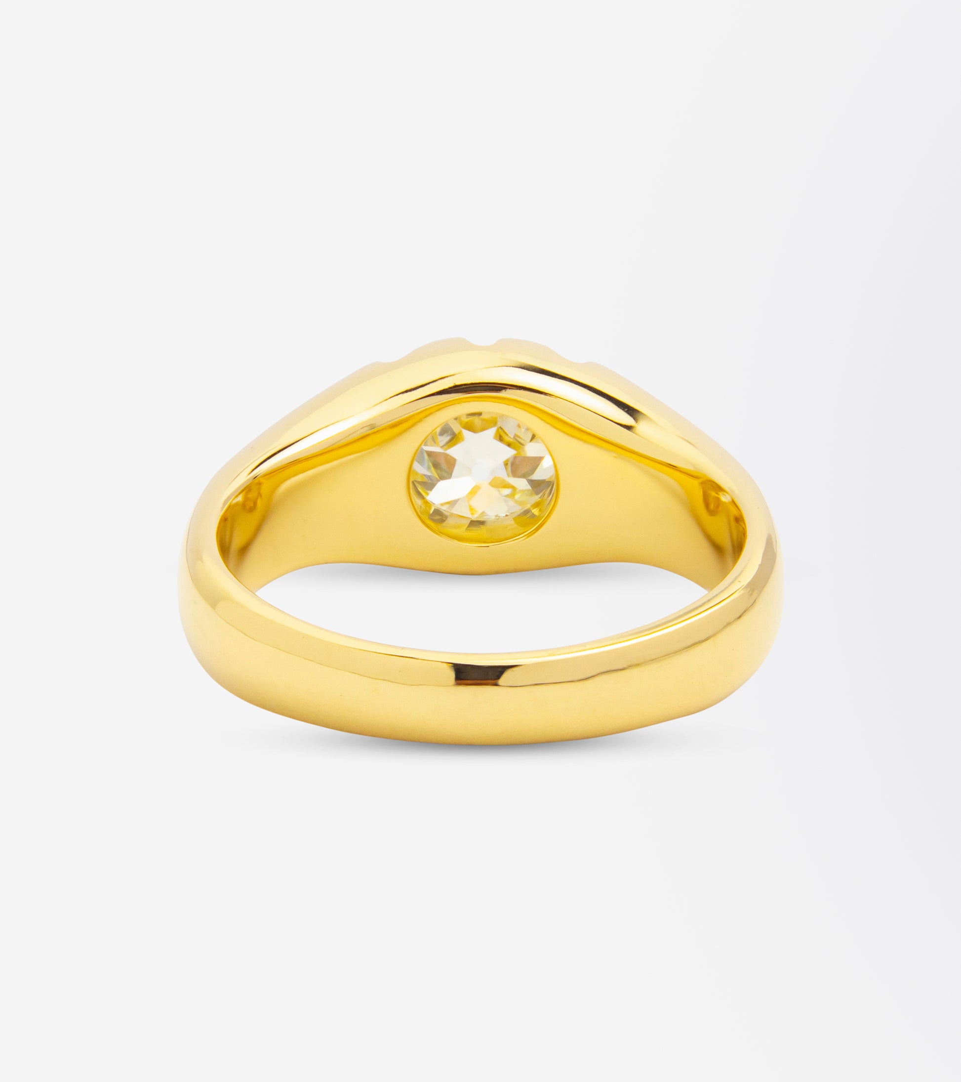 Antique Style Yellow Gold Ring with Old Mine Cut Diamond