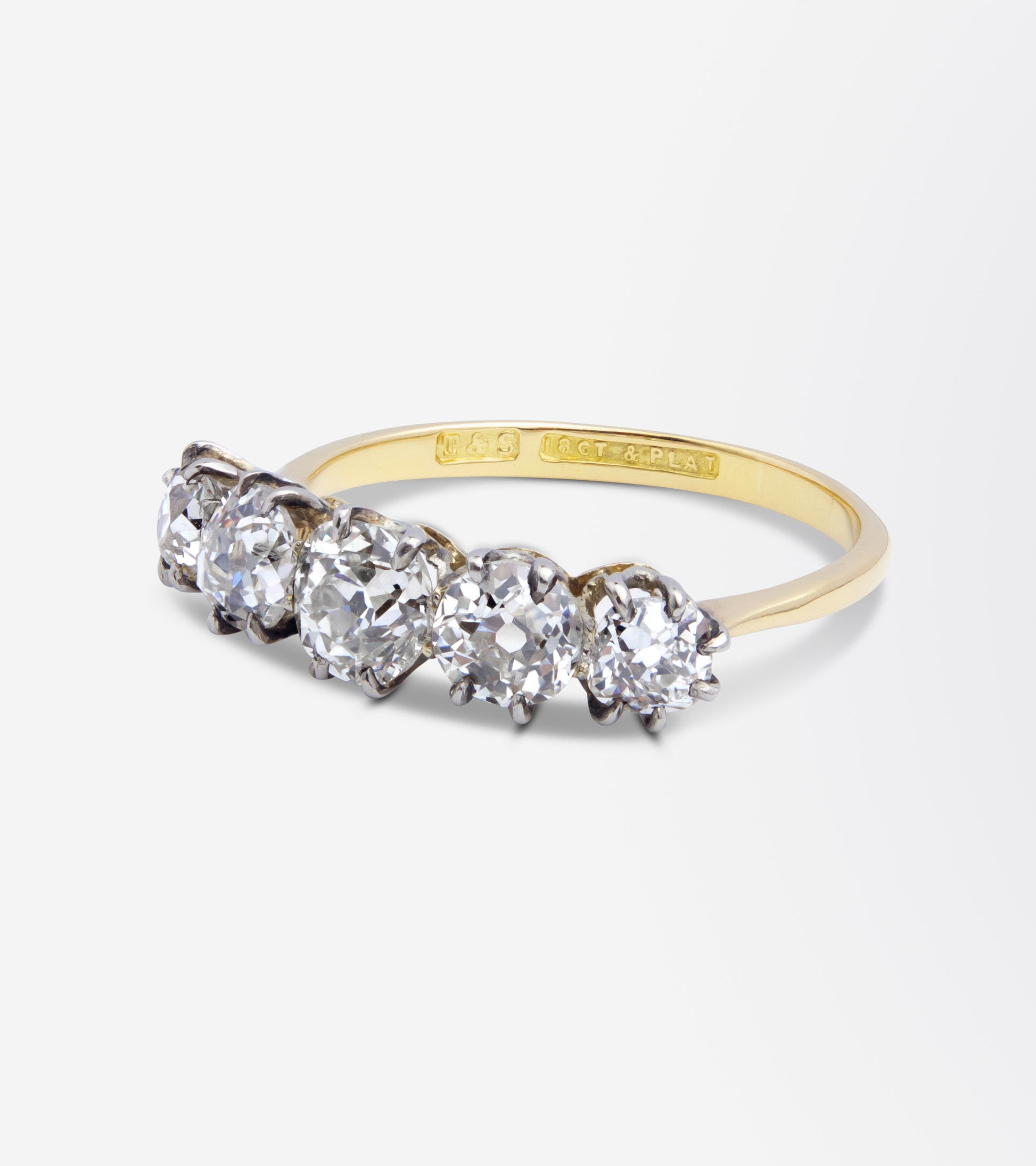 W.H. Tandy & Sons, 18kt Gold, Platinum & Diamond Ring