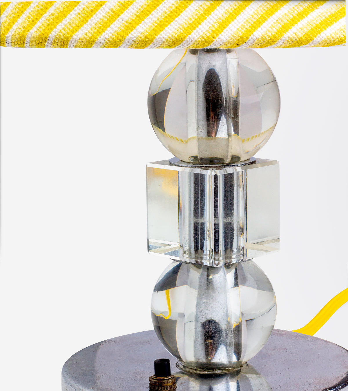 Vintage Jacques Adnet Style French Acrylic and Chrome Table Lamp