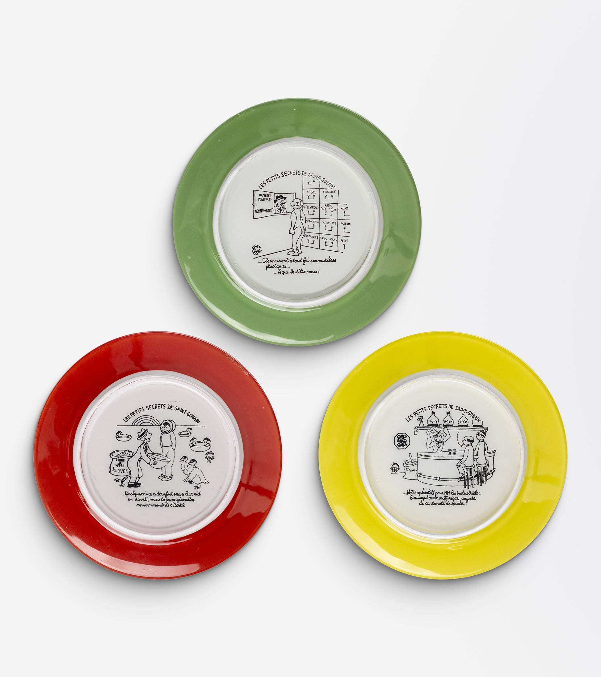 Set of 12 Saint-Gobain Advertising Plates Designed by Jean Effel