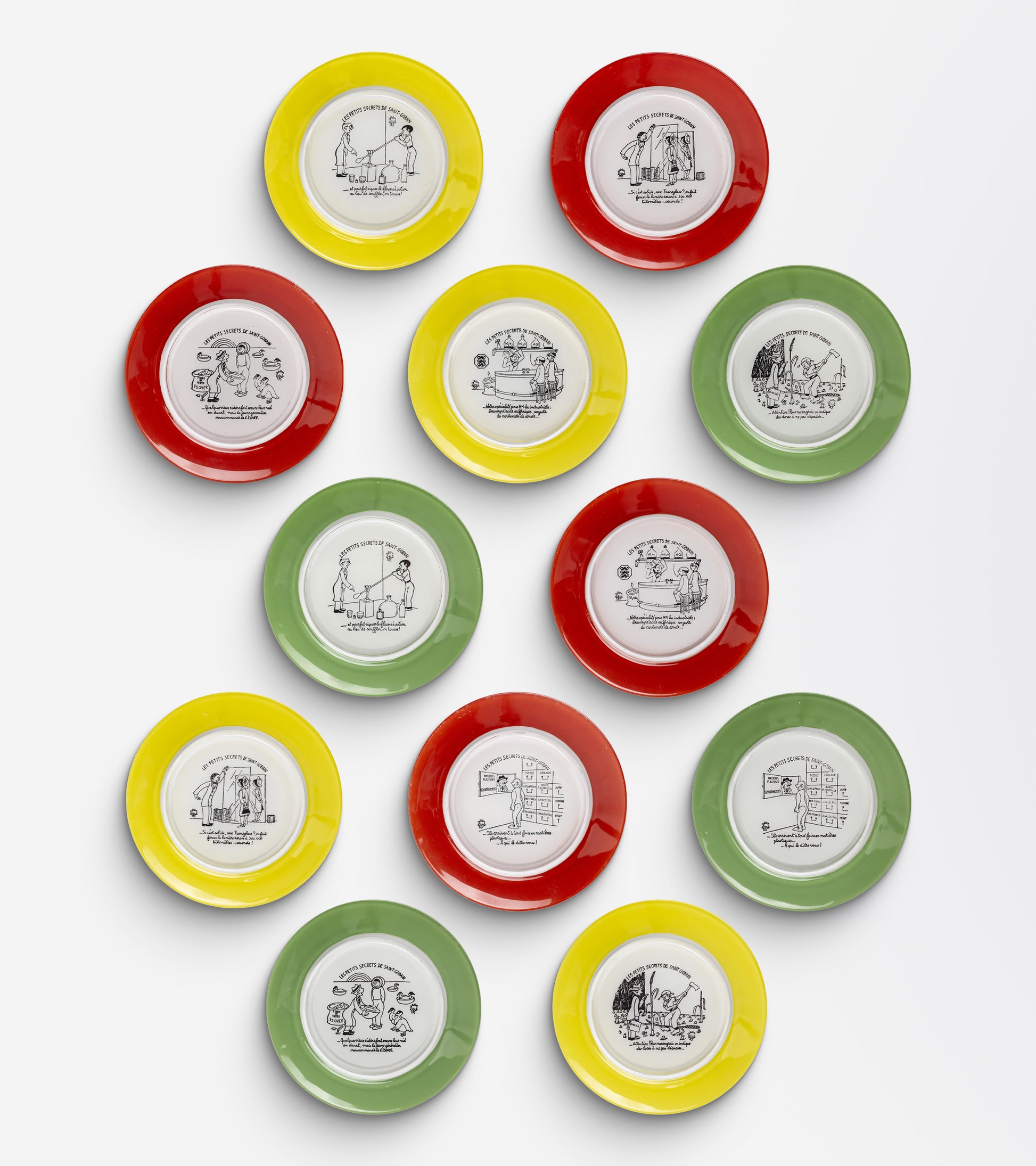 Set of 12 Saint-Gobain Advertising Plates Designed by Jean Effel
