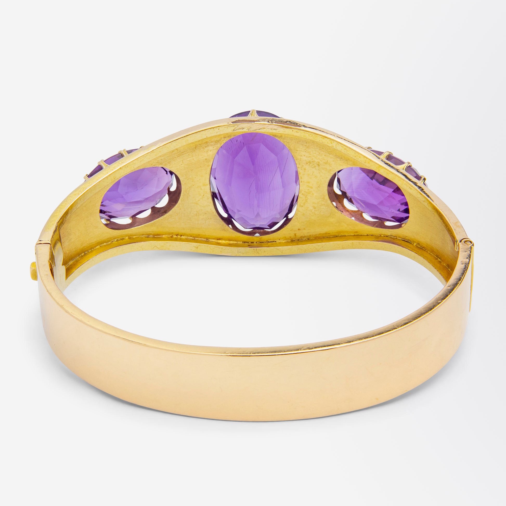 Antique Etruscan Revival Gold & Amethyst Bangle