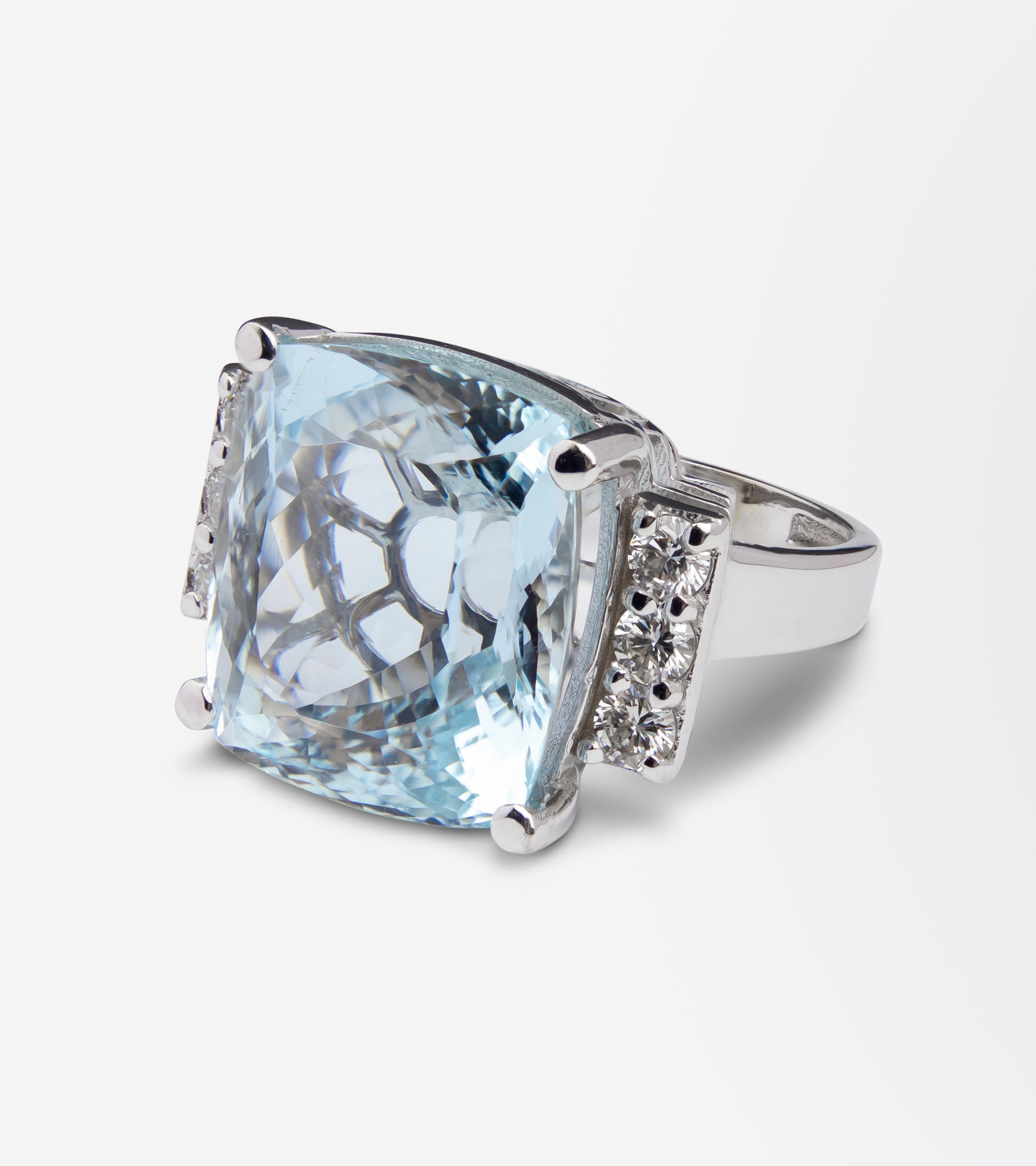 17.93 Carat Aquamarine & Diamond Cocktail Ring