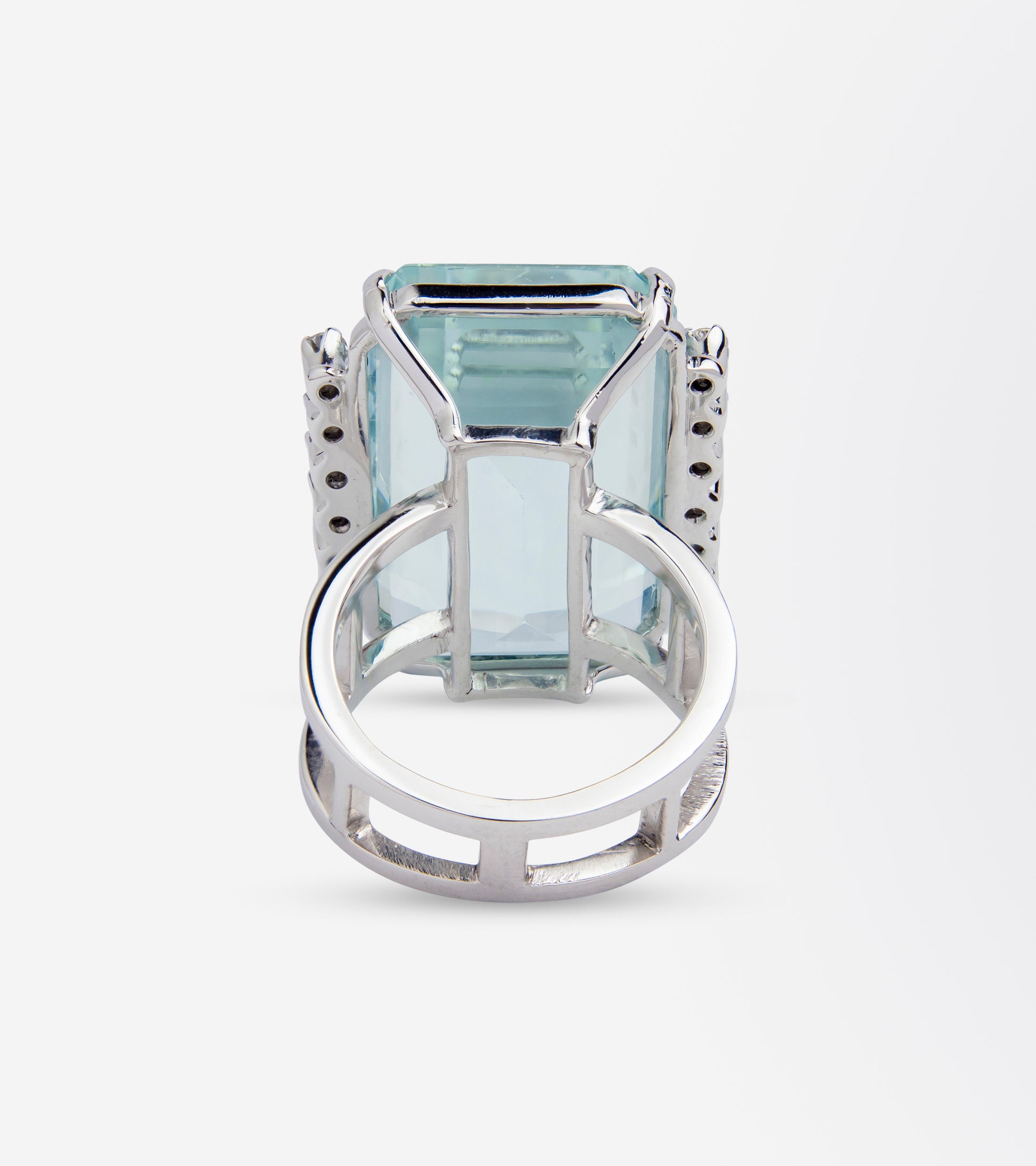 Large Aquamarine & Diamond Cocktail Ring