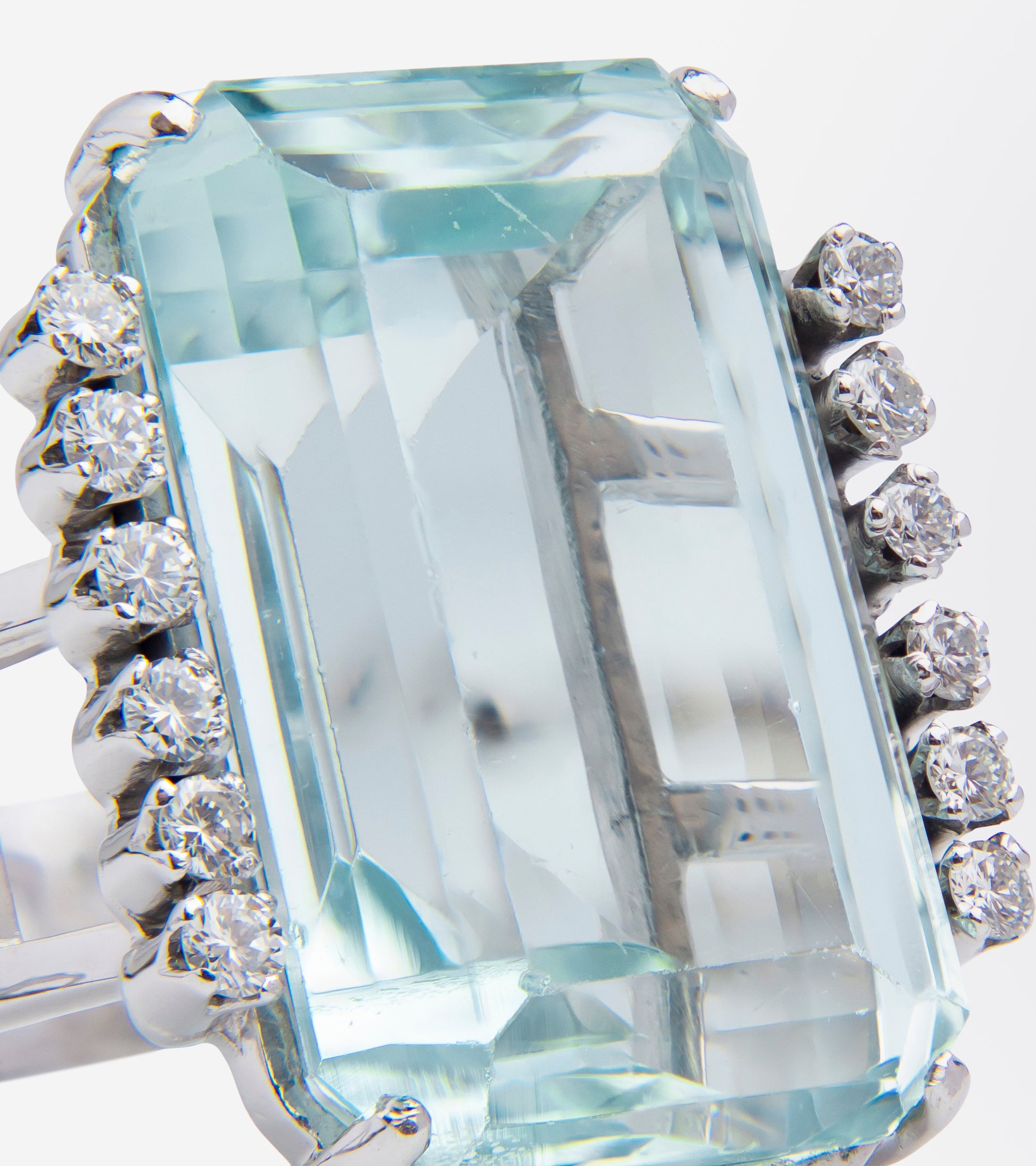 Large Aquamarine & Diamond Cocktail Ring