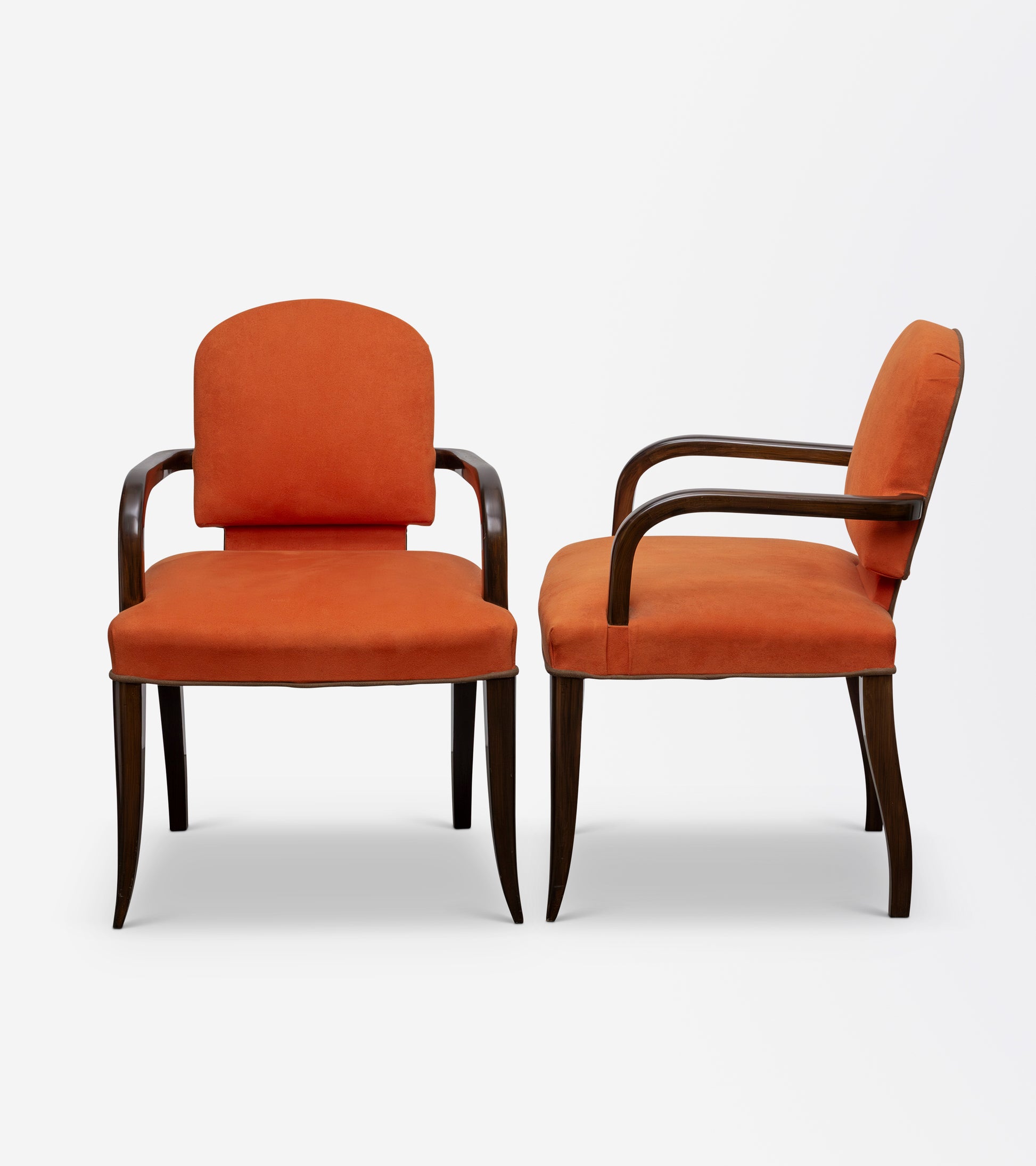 Pair of French Art Deco Armchairs in Rosewood
