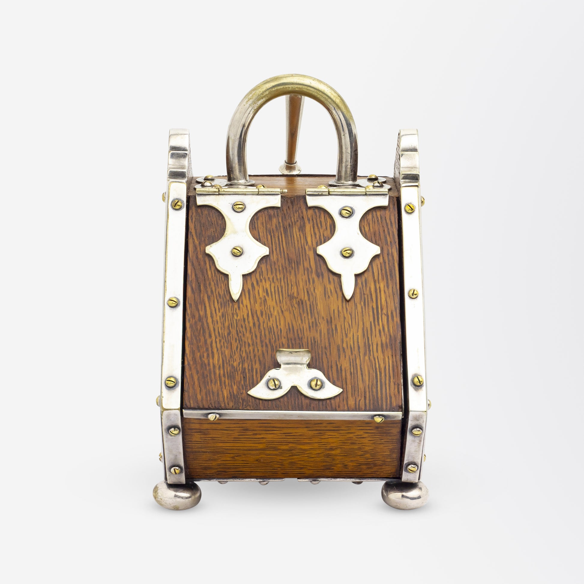 Arts and Crafts Silverplate and Oak Sugar Scuttle