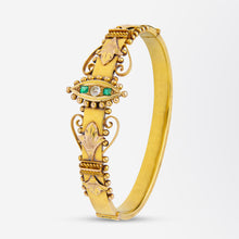 Load image into Gallery viewer, Australian, 15kt Gold, Diamond &amp; Emerald Bangle
