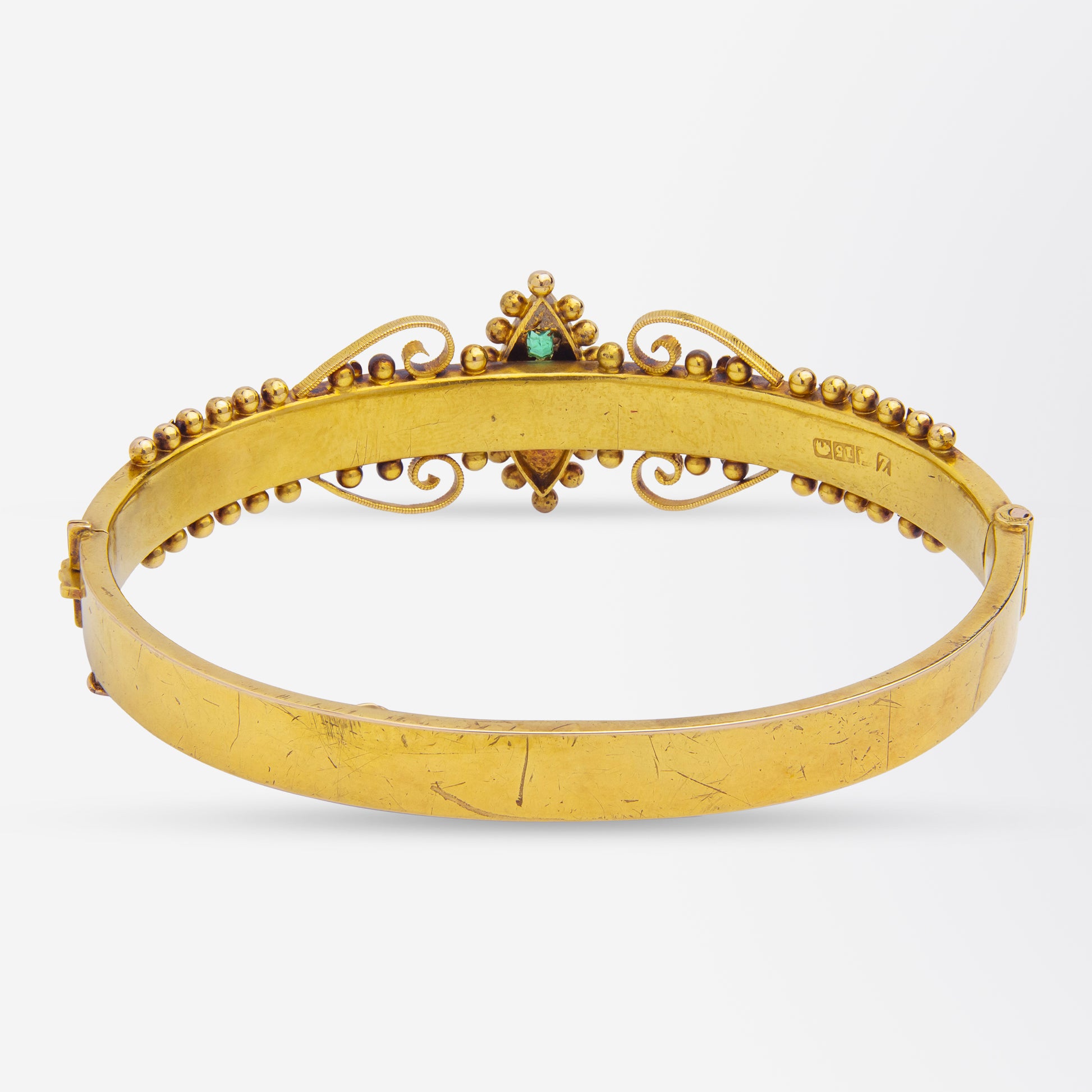 Australian, 15kt Gold, Diamond & Emerald Bangle