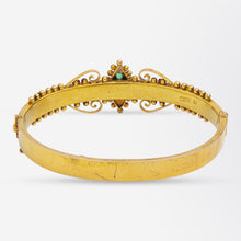 Load image into Gallery viewer, Australian, 15kt Gold, Diamond &amp; Emerald Bangle
