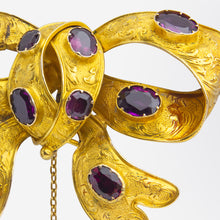 Load image into Gallery viewer, Colonial Australian Gold and Garnet Bow Brooch
