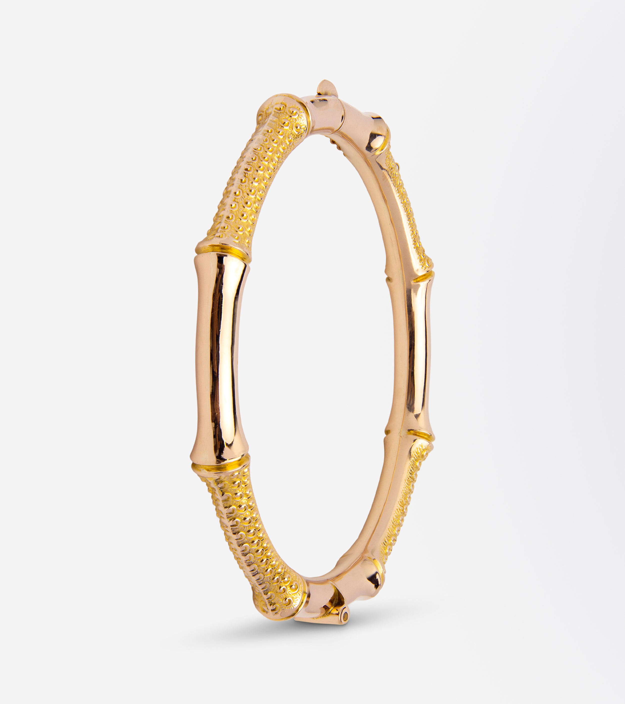 Australian Made 9kt Gold Hinged Bamboo Bangle