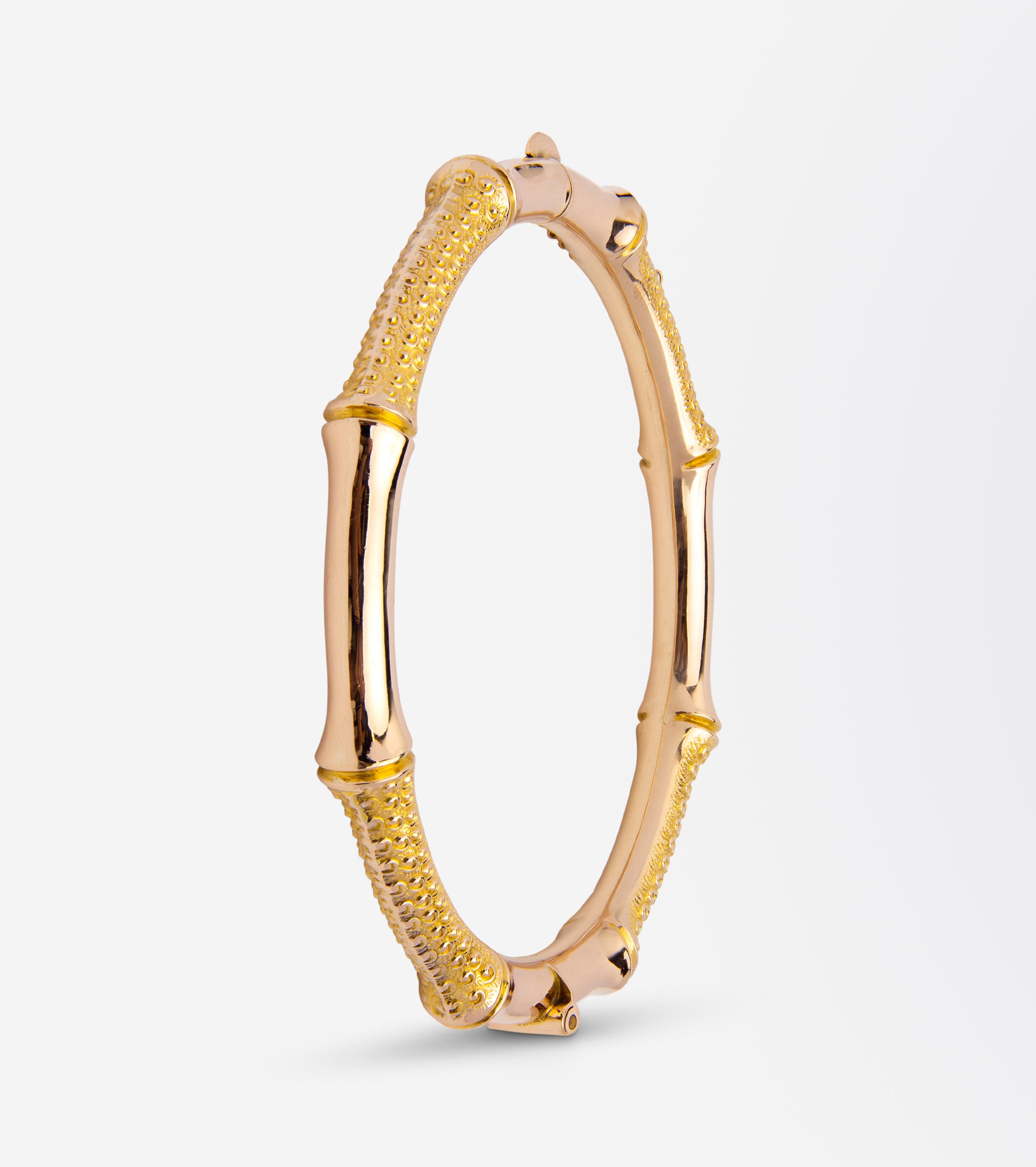 Australian Made 9kt Gold Hinged Bamboo Bangle
