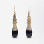 Pair of Victorian Banded Agate Sheppard Hook Drop Earrings