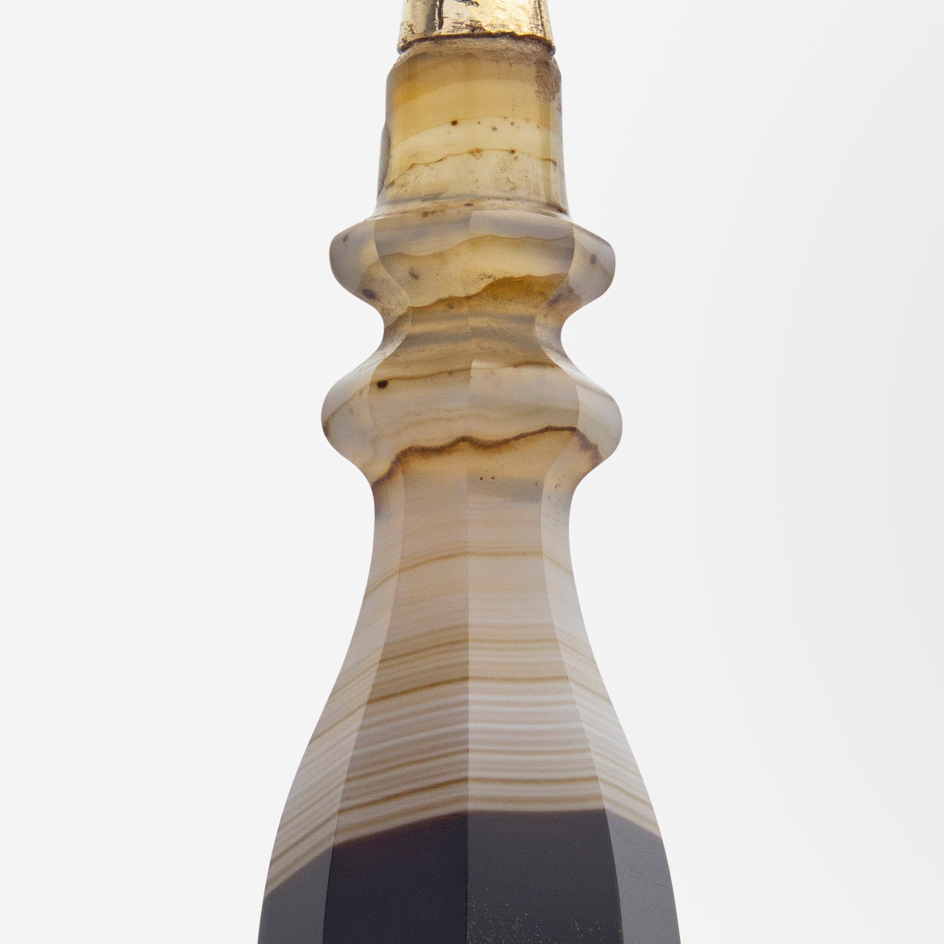 Pair of Victorian Banded Agate Sheppard Hook Drop Earrings