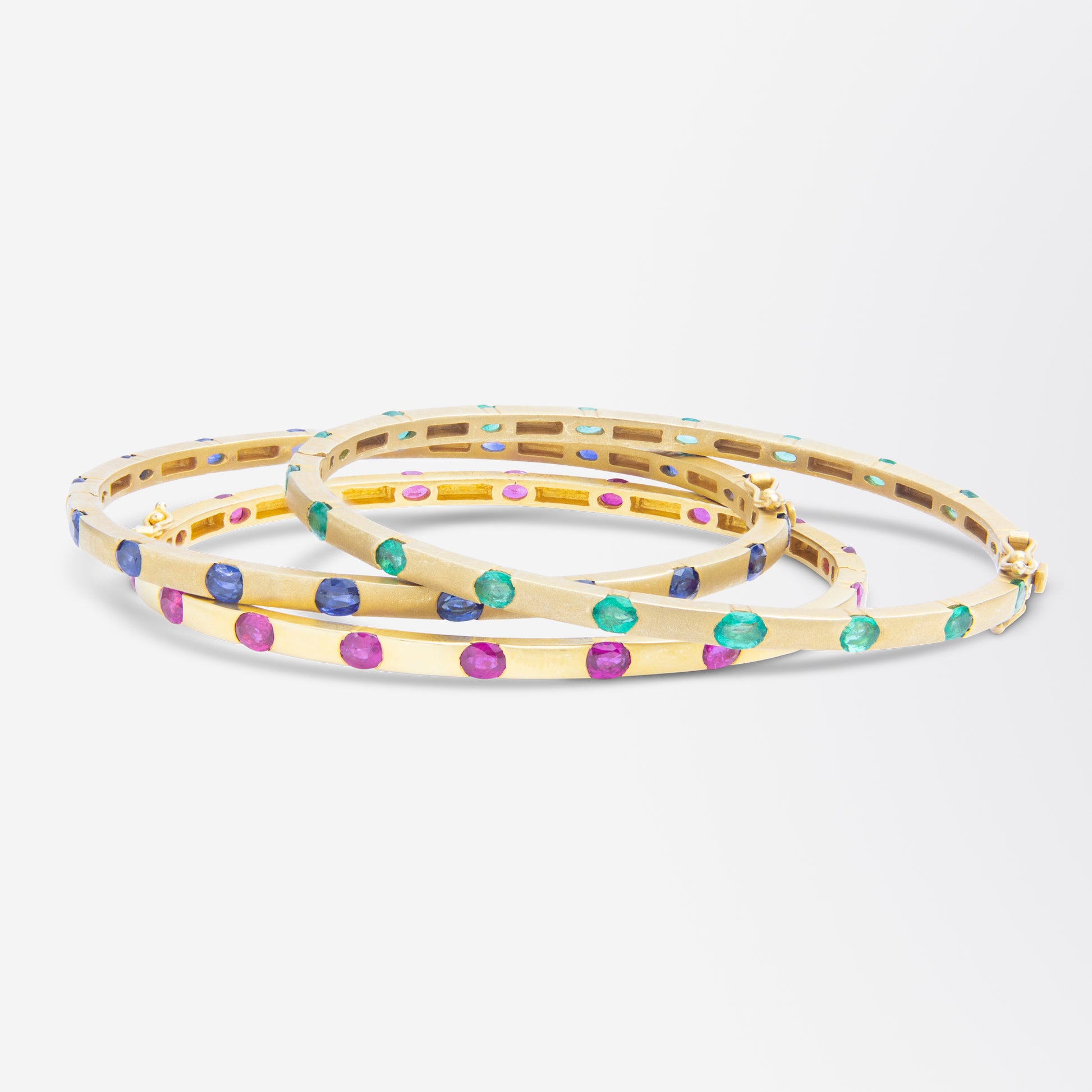 14kt Yellow Gold & Ruby Hinged Bangle