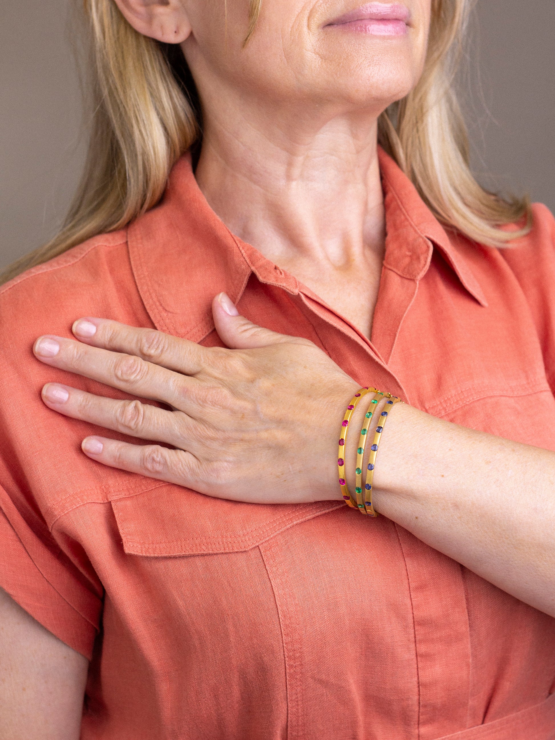 14kt Yellow Gold & Ruby Hinged Bangle
