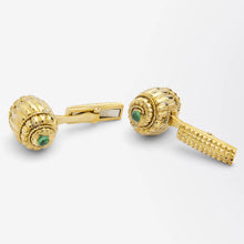 Load image into Gallery viewer, 18kt Yellow Gold &amp; Emerald &#39;Barrel&#39; Shape Cufflinks
