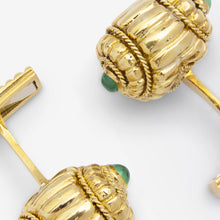 Load image into Gallery viewer, 18kt Yellow Gold &amp; Emerald &#39;Barrel&#39; Shape Cufflinks
