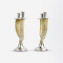 Pair of Silver Mounted Warthog Tusk Candlesticks