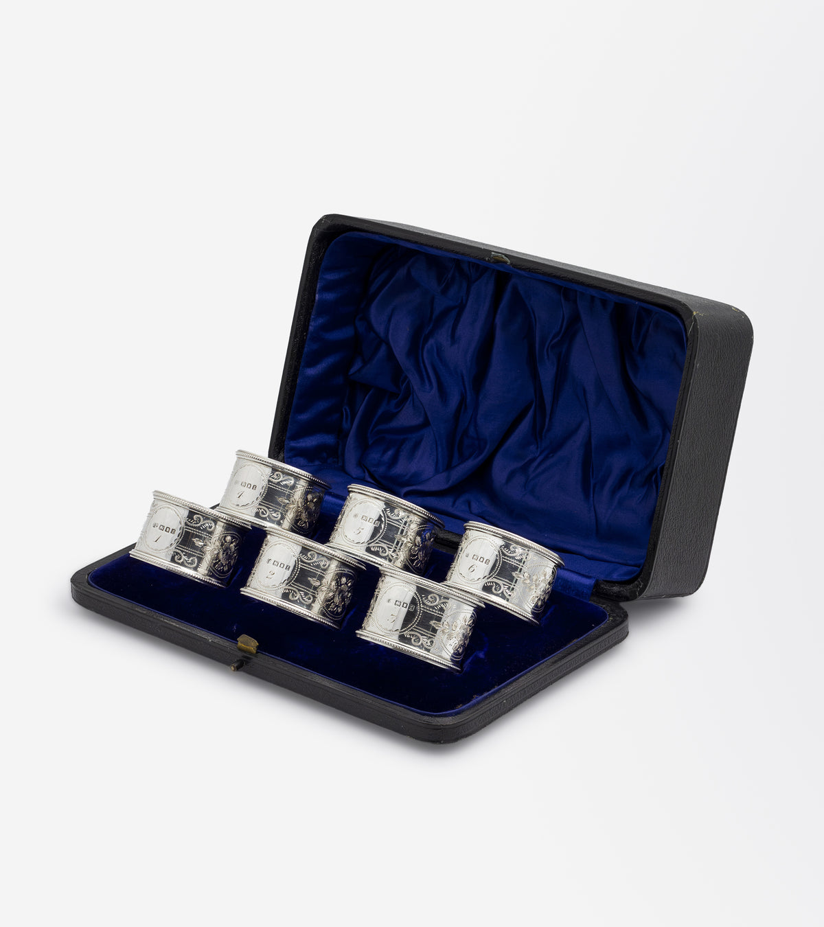 George V Set of Six Sterling Silver Napkin Rings by Robert Pringle & Sons