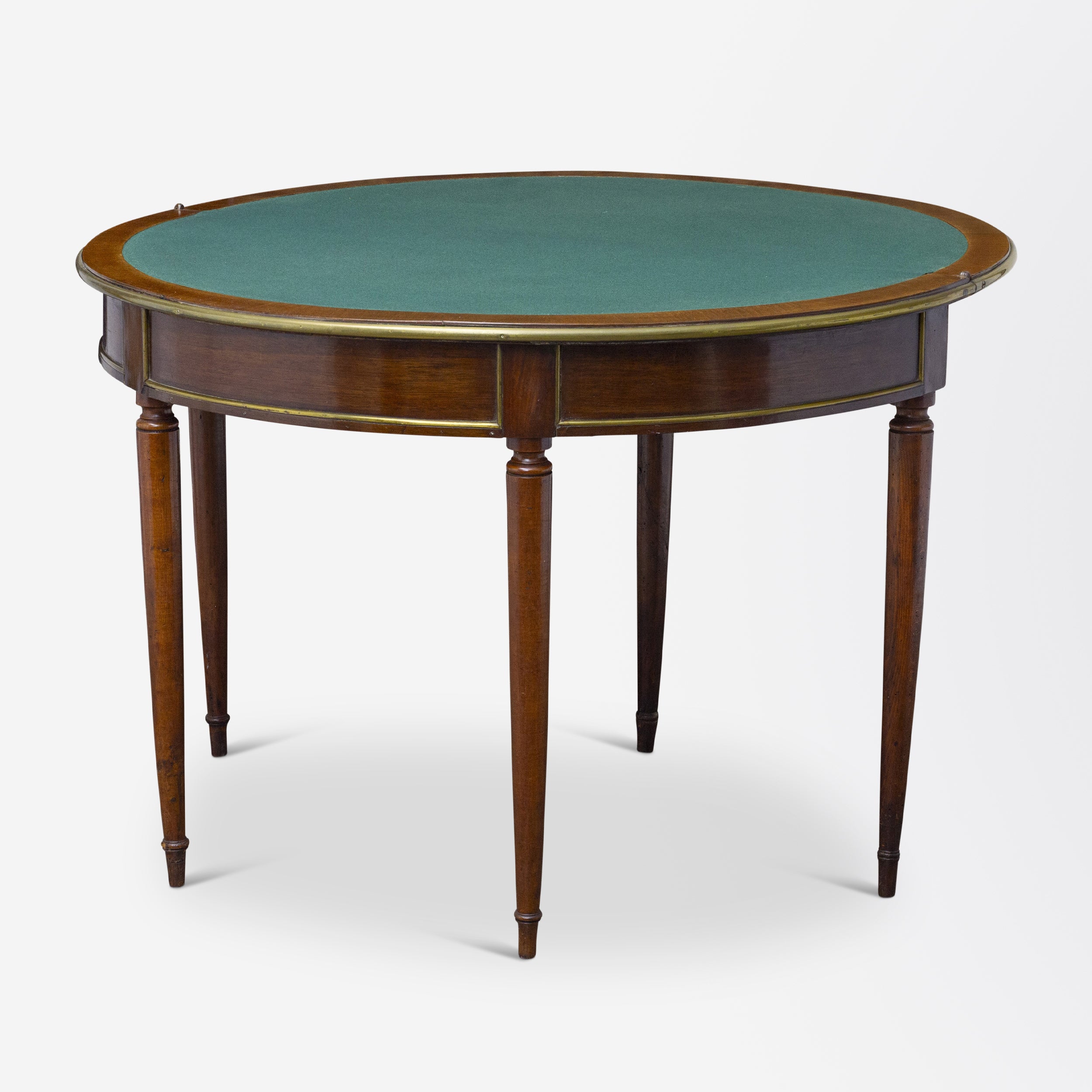 Victorian Demilune Card Table with Brass Edge