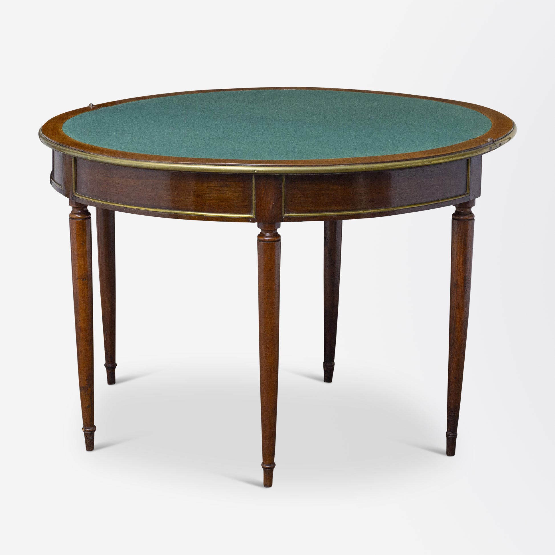 Victorian Demilune Card Table with Brass Edge