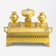Load image into Gallery viewer, Gilt Bronze French Empire Desk Set with Inkwell
