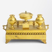 Load image into Gallery viewer, Gilt Bronze French Empire Desk Set with Inkwell
