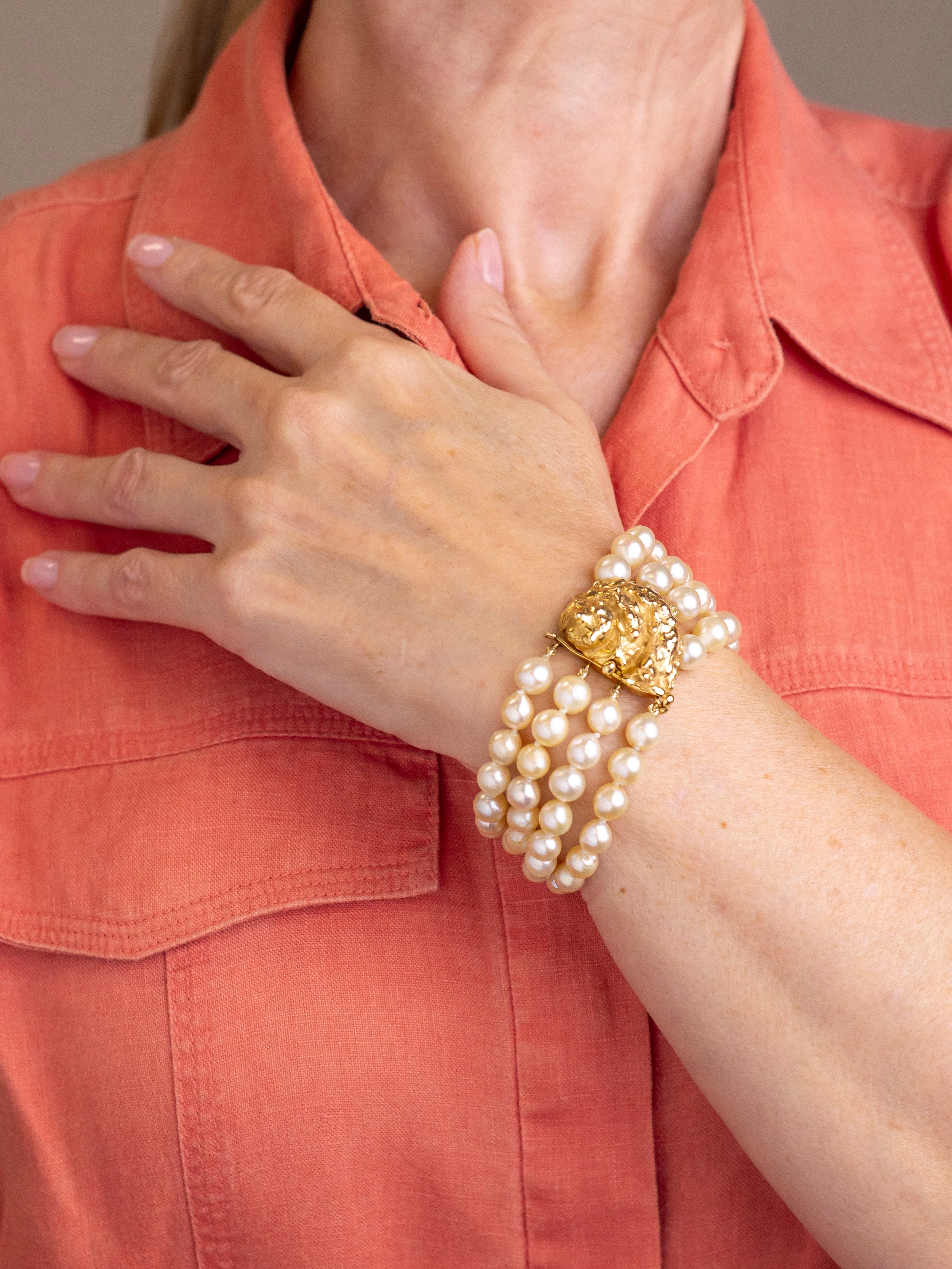 David Webb 18kt Gold & Akoya Pearl Bracelet