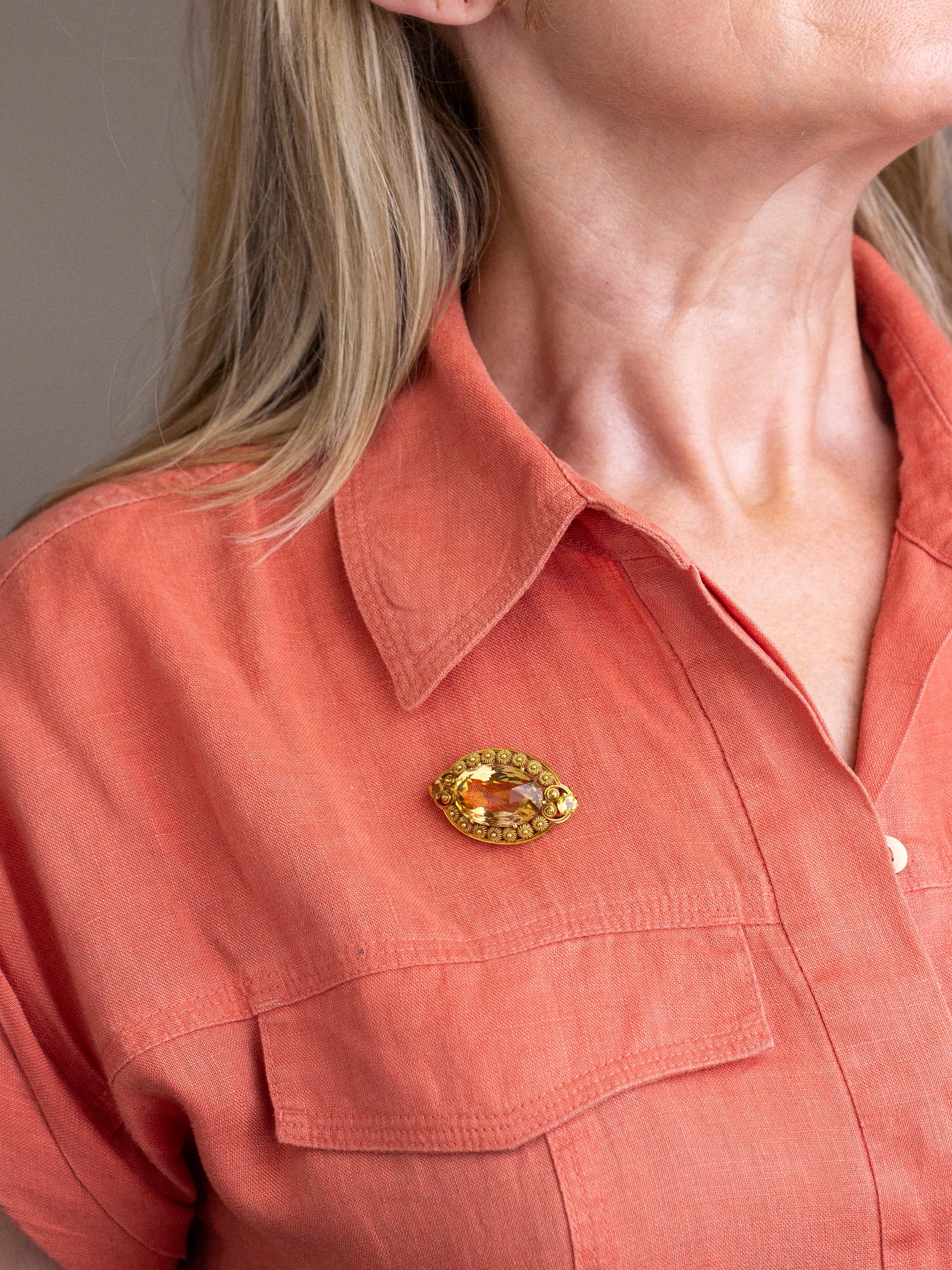 Rare Louis Comfort Tiffany Citrine Brooch