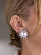 Load image into Gallery viewer, Mid Century Diamond &amp; Mabe Pearl Ear Clips
