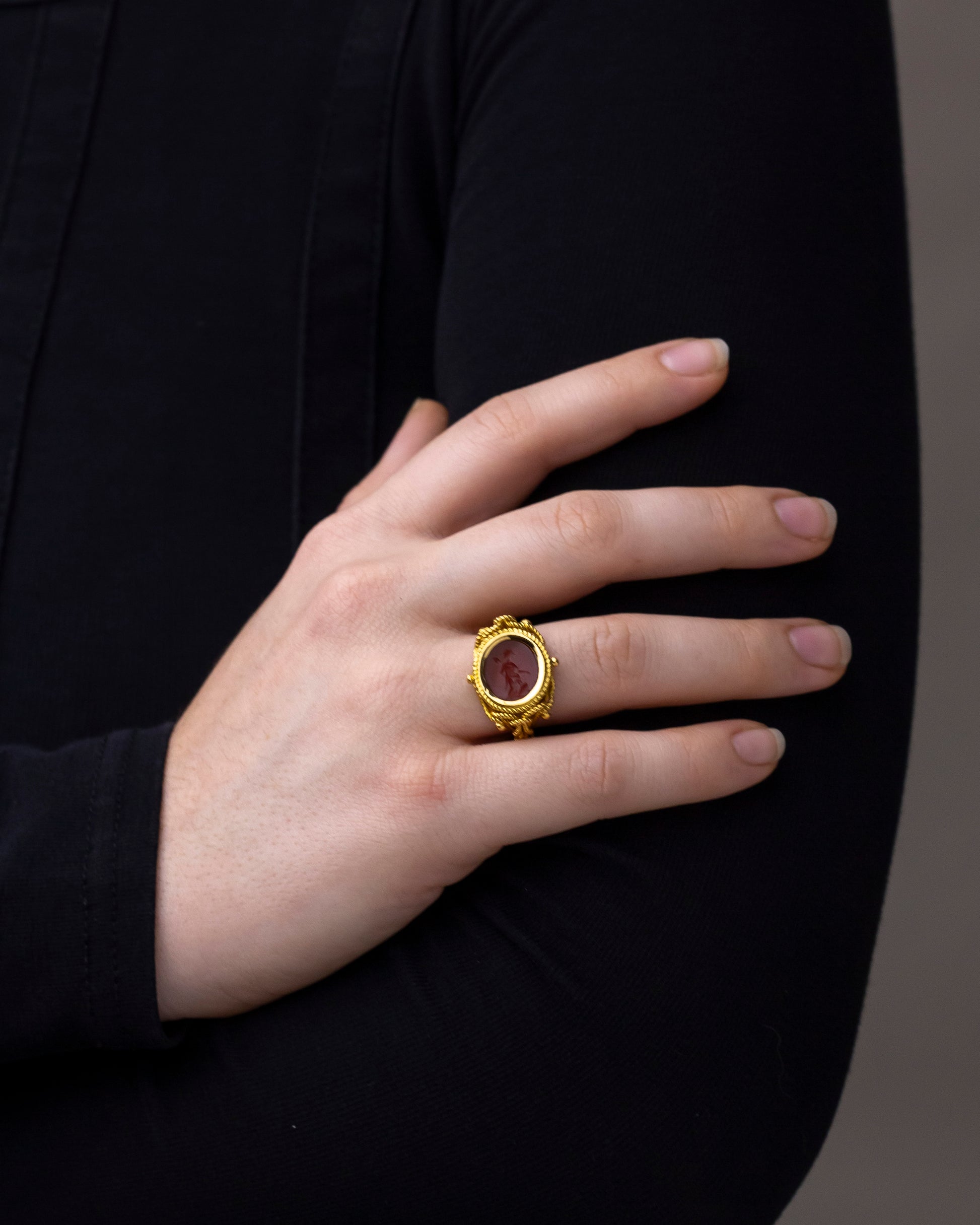 Carnelian Intaglio Ring in 21kt Yellow Gold