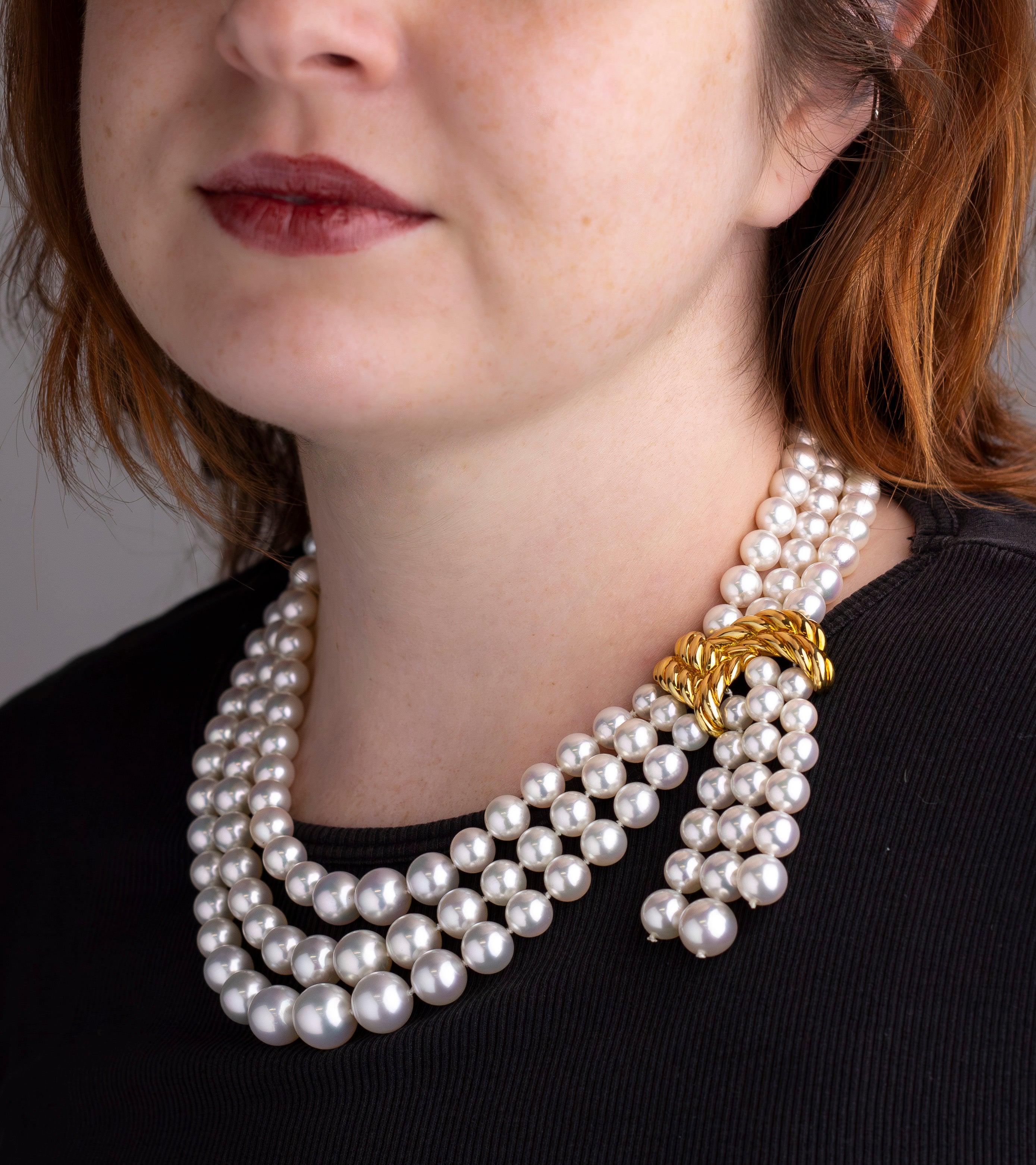 Verdura Pearl 'Scarf' Necklace with 18kt Gold Clasp