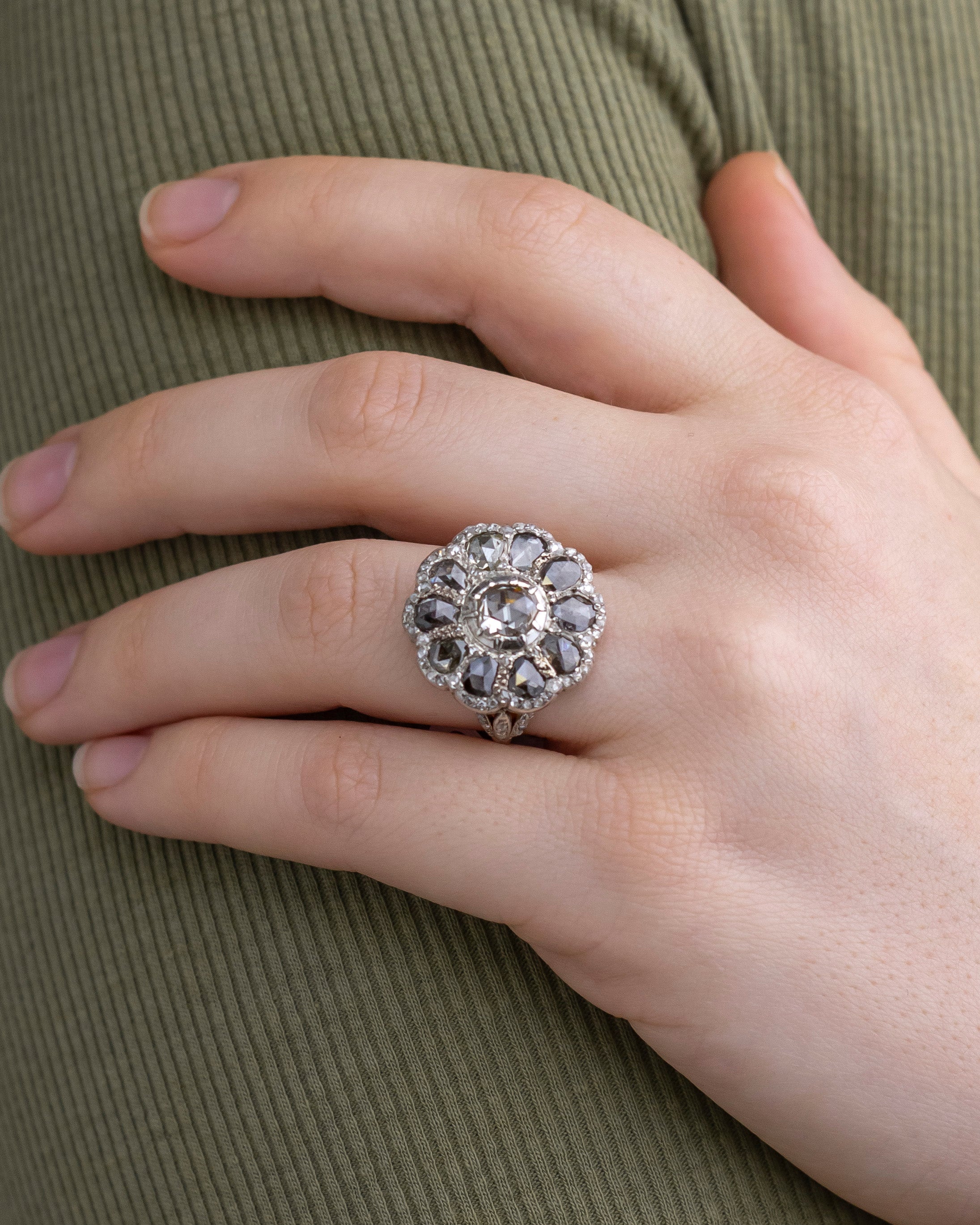 Georgian Diamond Button Ring