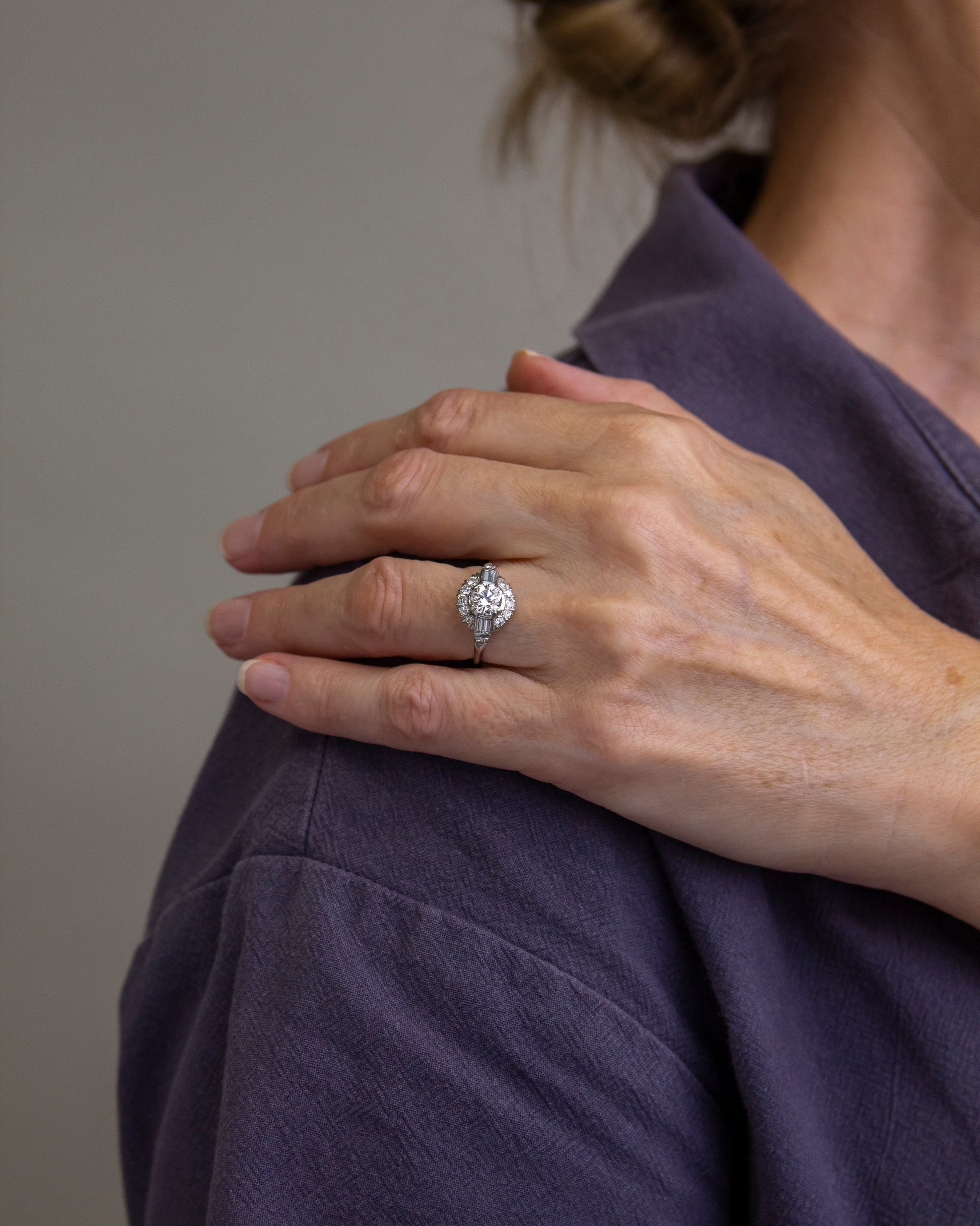 Bague Art Déco en platine et diamants