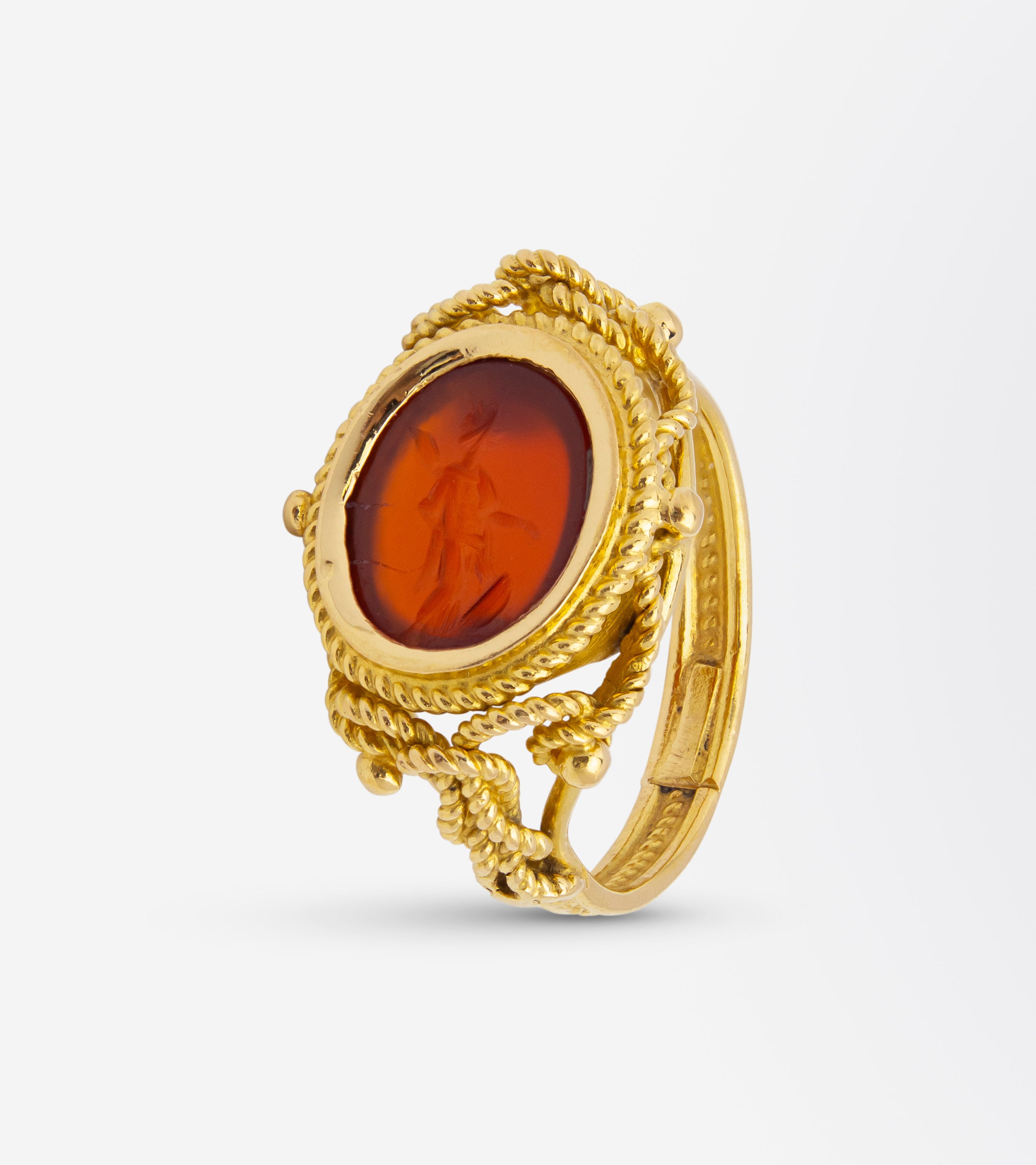 Carnelian Intaglio Ring in 21kt Yellow Gold