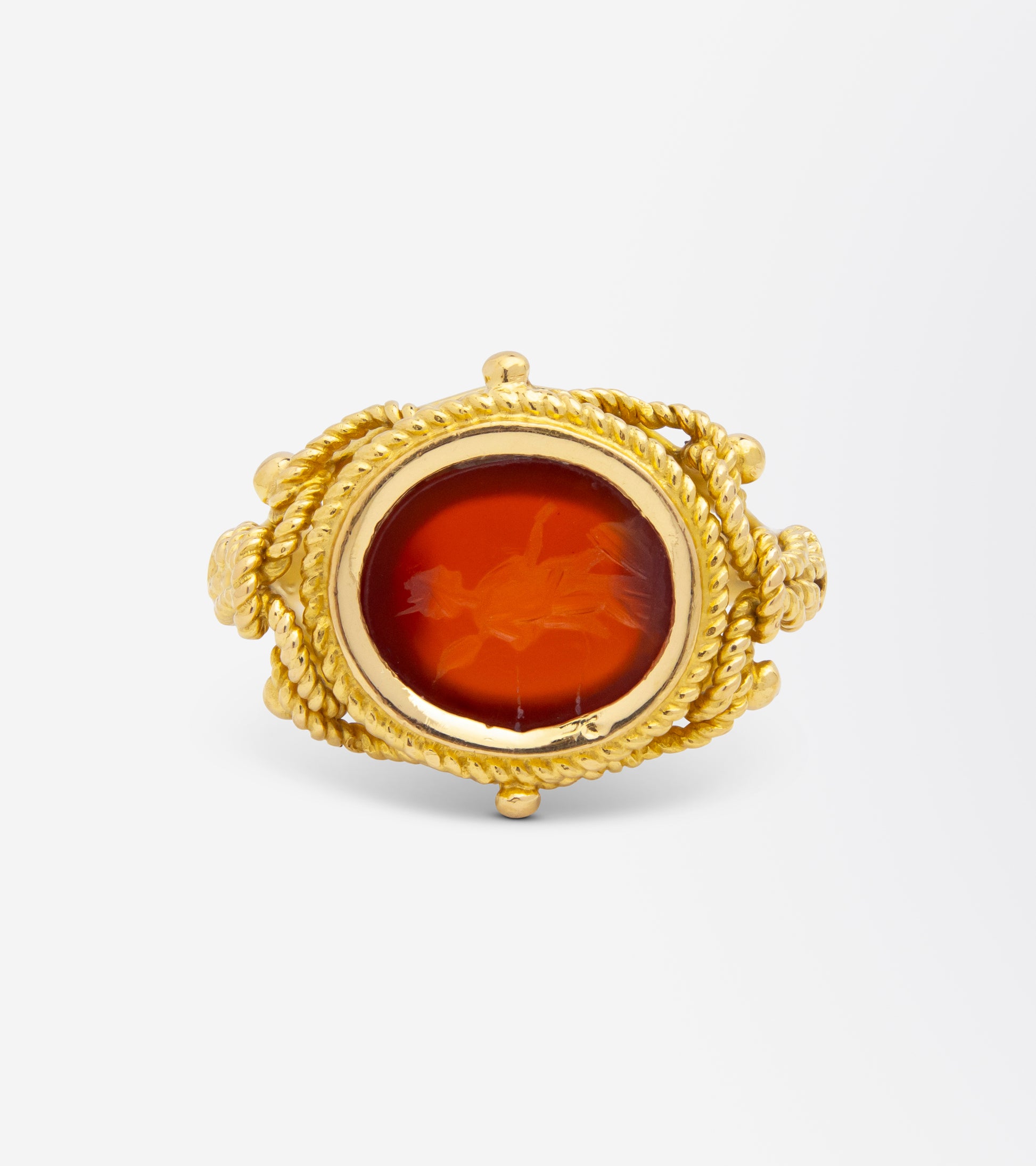 Carnelian Intaglio Ring in 21kt Yellow Gold