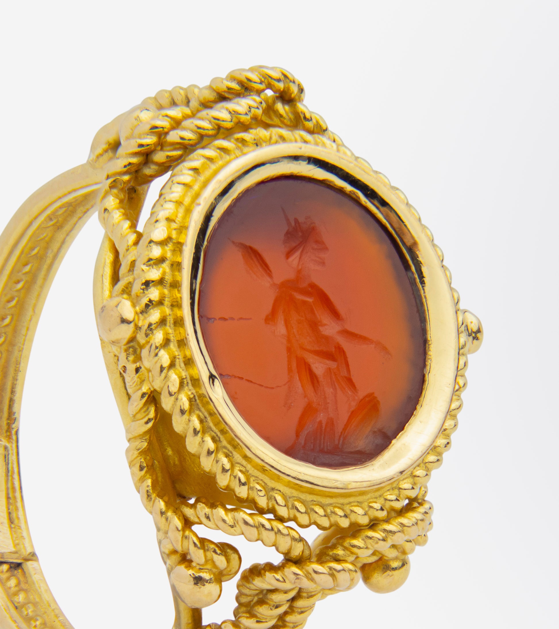 Carnelian Intaglio Ring in 21kt Yellow Gold